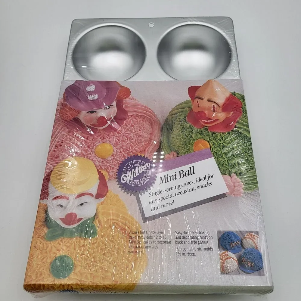 Vtg Wilton‎ Mini Ball Single-Serve Cakes Cake Pan 2105-1760 Contain 6 Molds 1.5